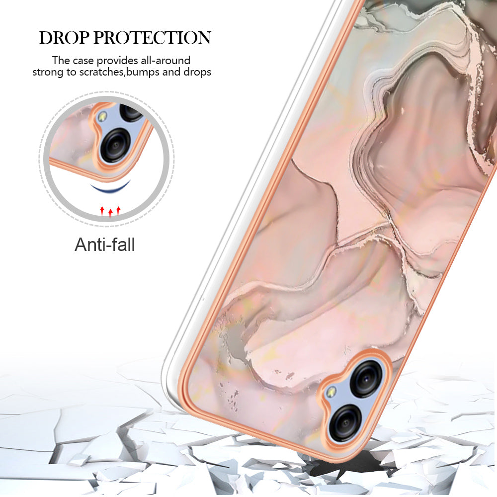 For Samsung Galaxy A04e 4G / F04 4G / M04 4G YB IMD Series-16 Style E Marble Pattern TPU IMD Phone Case 2.0mm Electroplating Cover For Samsung Galaxy A04e 4G / F04 4G / M04 4G YB IMD Series-16 Style E Marble Pattern TPU IMD Phone Case 2.0mm Electroplating Cover